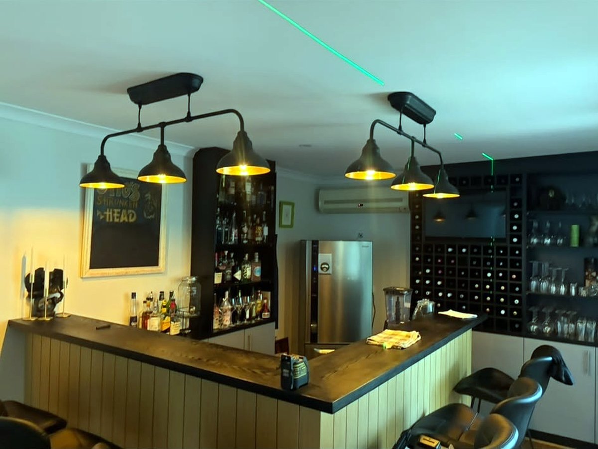 Bar fitout with pendant lighting